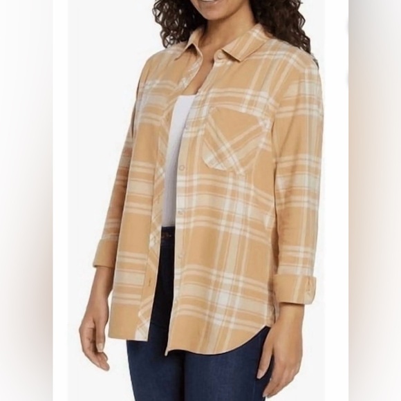 GAP Beige Checkered Flannel Shirt NWT - Picture 3 of 4